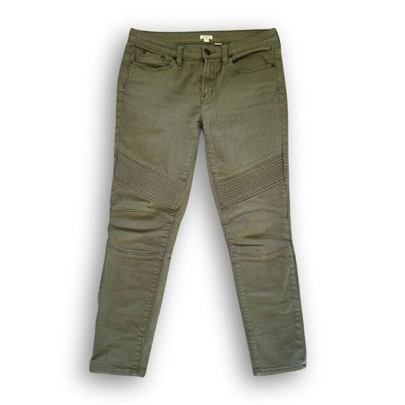 J. Crew Pants - J. Crew Frankie Moto Style Skinny Stretch Denim Jeans in Olive Green Size 10